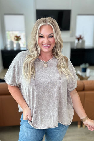 Here for the Vibes Mineral Wash Spliced Tee