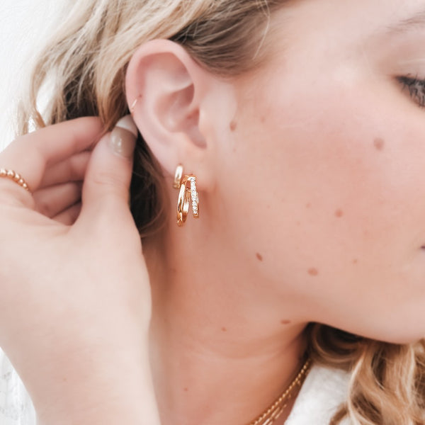 Stole the Show Crystal Double Hoop Earring