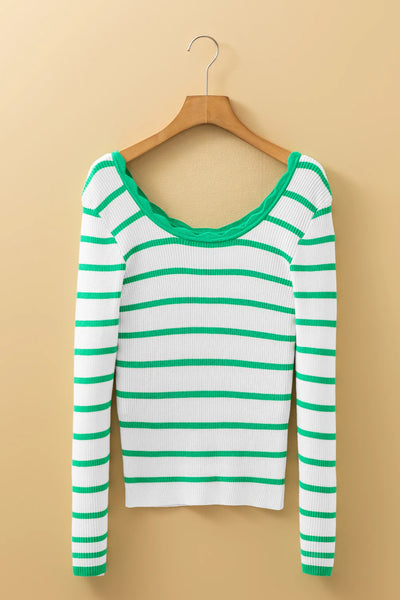 PREORDER Kolin Scalloped Stripe Long Sleeve