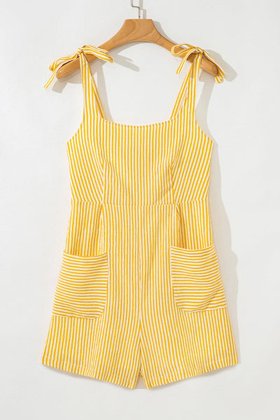 Lemon Drop Shoulder Tie Romper