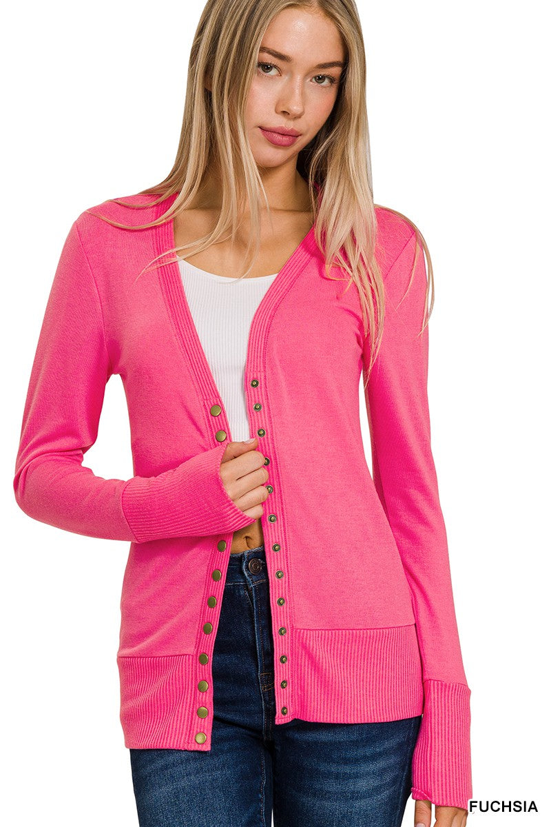Alexandra Snap Button Cardigan - Fuchsia