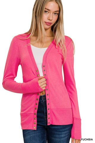 Alexandra Snap Button Cardigan - Fuchsia