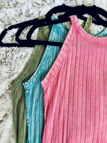 Offbeat Essential Mineral Washed Tank - Fuchsia