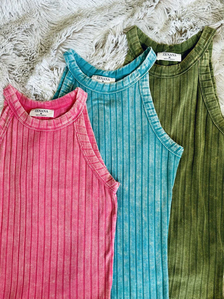 Offbeat Essential Mineral Washed Tank - Fuchsia