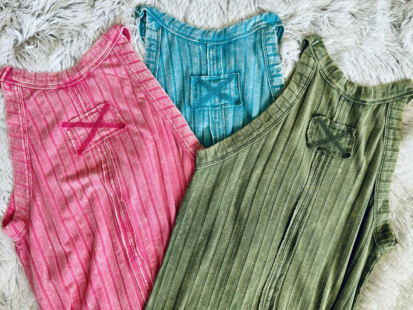 Offbeat Essential Mineral Washed Tank - Fuchsia