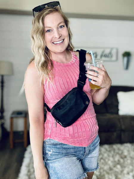 Offbeat Essential Mineral Washed Tank - Fuchsia