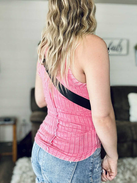 Offbeat Essential Mineral Washed Tank - Fuchsia