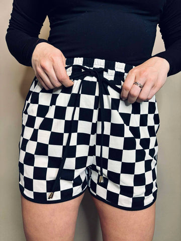 Fast Lane Checkered Shorts - SIZE MEDIUM