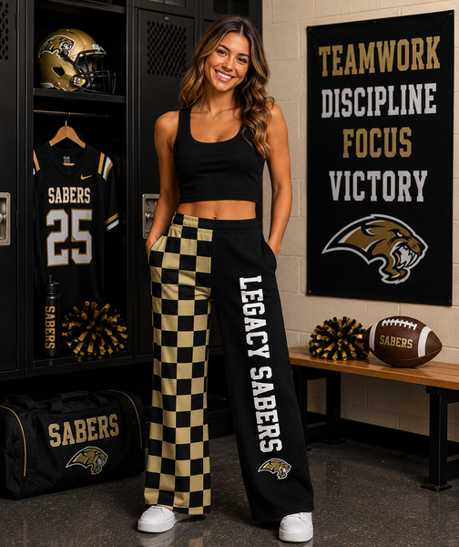 PREORDER Spiritwear Checkered Split Leg Bottom - LEGACY SABERS
