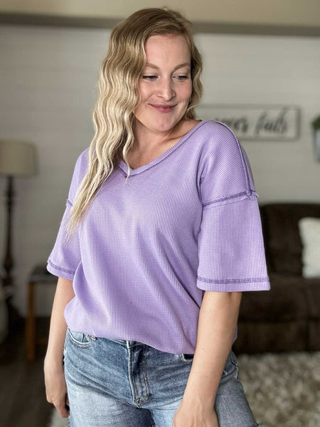 Lena Knit V-Neck Top - SIZE MEDIUM