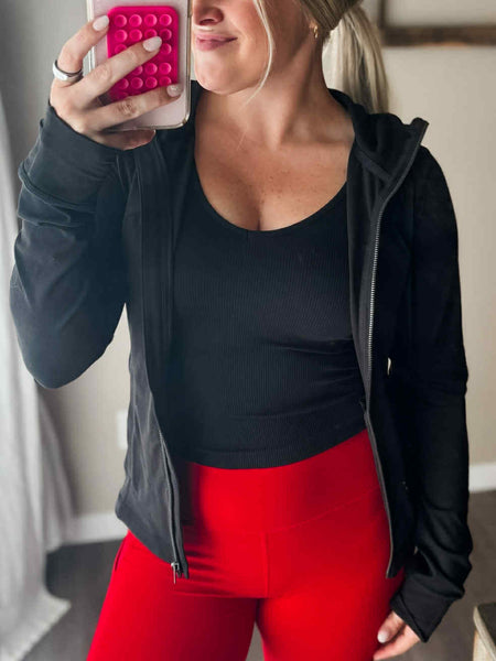 Kaela Activewear Zip Jacket - Black - SIZE SMALL