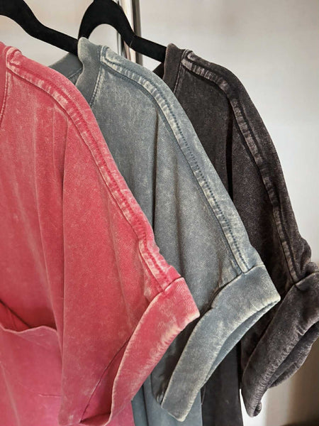 Raven Acid Wash Dress - Pink