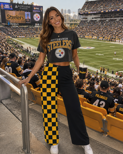 PREORDER Spiritwear Checkered Split Leg Bottom - PITTSBURGH STEELERS