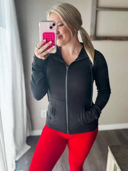 Kaela Activewear Zip Jacket - Black - SIZE SMALL