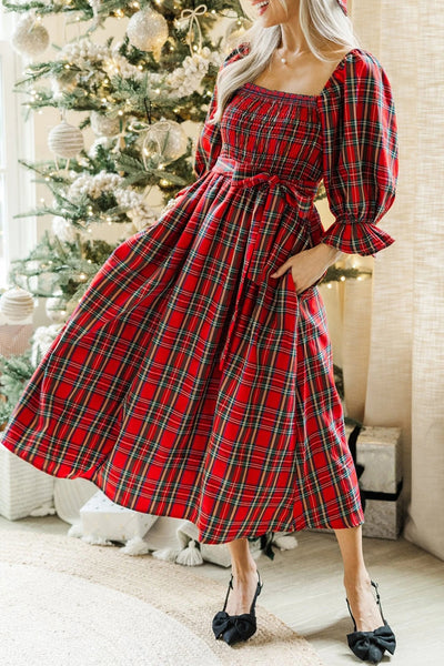 Windsor Plaid Midi Dress