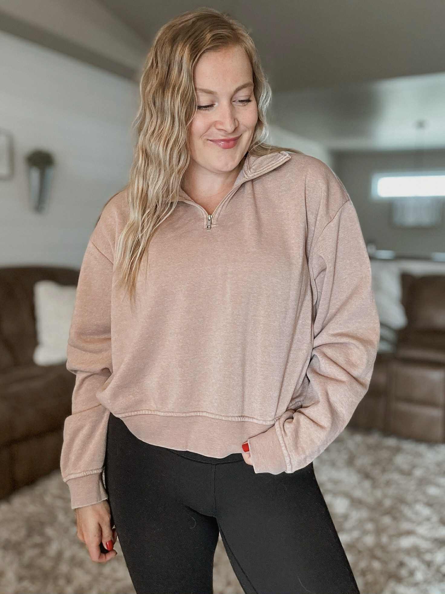 Reset Mode Quarter Zip Pullover - Taupe