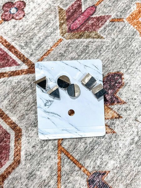 Midnight Marble Stud Trio