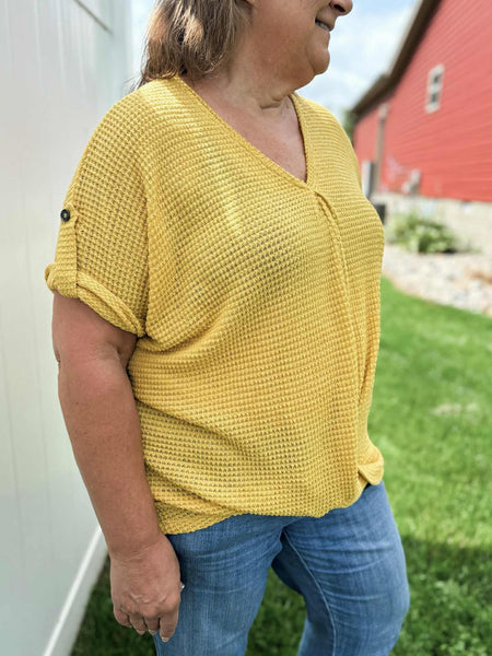 PLUS Alma Waffle Knit Top