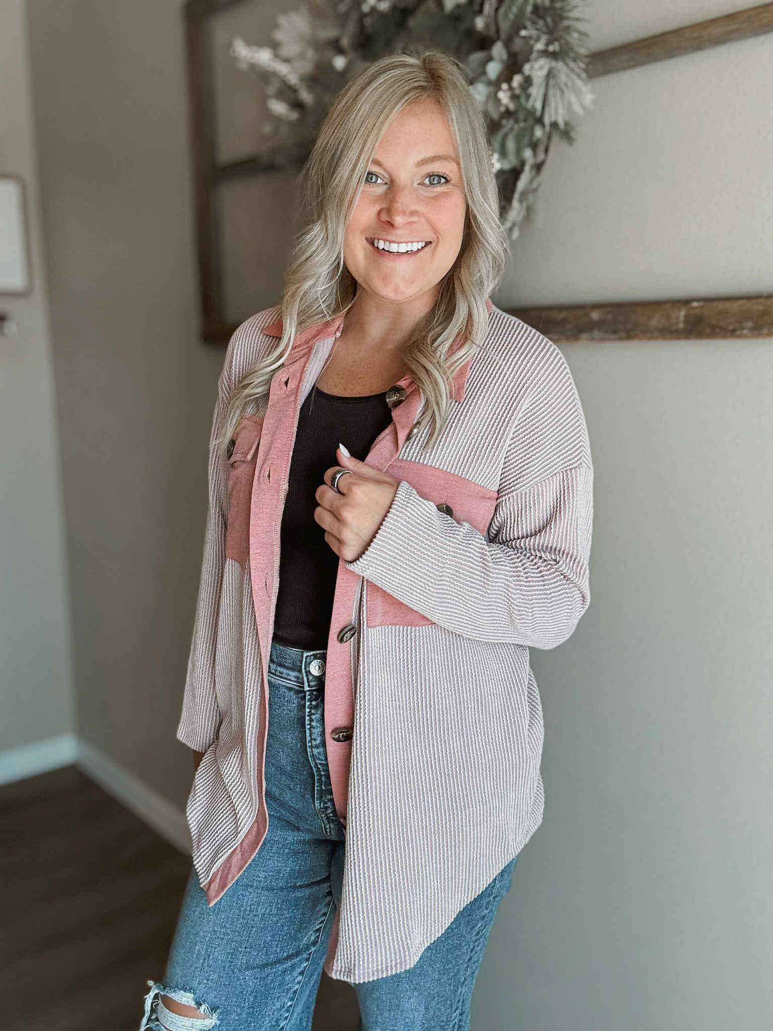 Ivy Ribbed Shacket - Mauve - SIZE SMALL