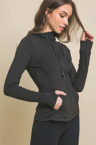 Kaela Activewear Zip Jacket - Black - SIZE SMALL