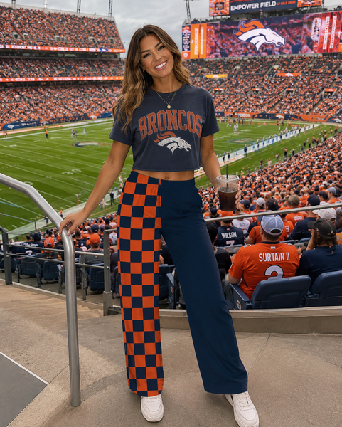 PREORDER Spiritwear Checkered Split Leg Bottom - DENVER BRONCOS