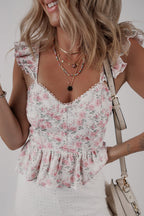 Sicily Floral Peplum Tank - SIZE MEDIUM