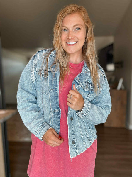 Raven Acid Wash Dress - Pink