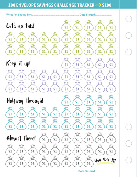 My 100 Envelope Savings Challenge Binder
