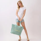 Summer Escape Straw Tote - Mint