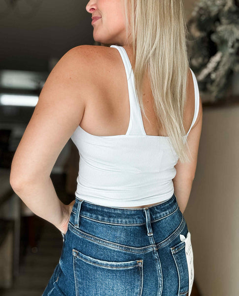 Elyse One Size Crop Tank - White