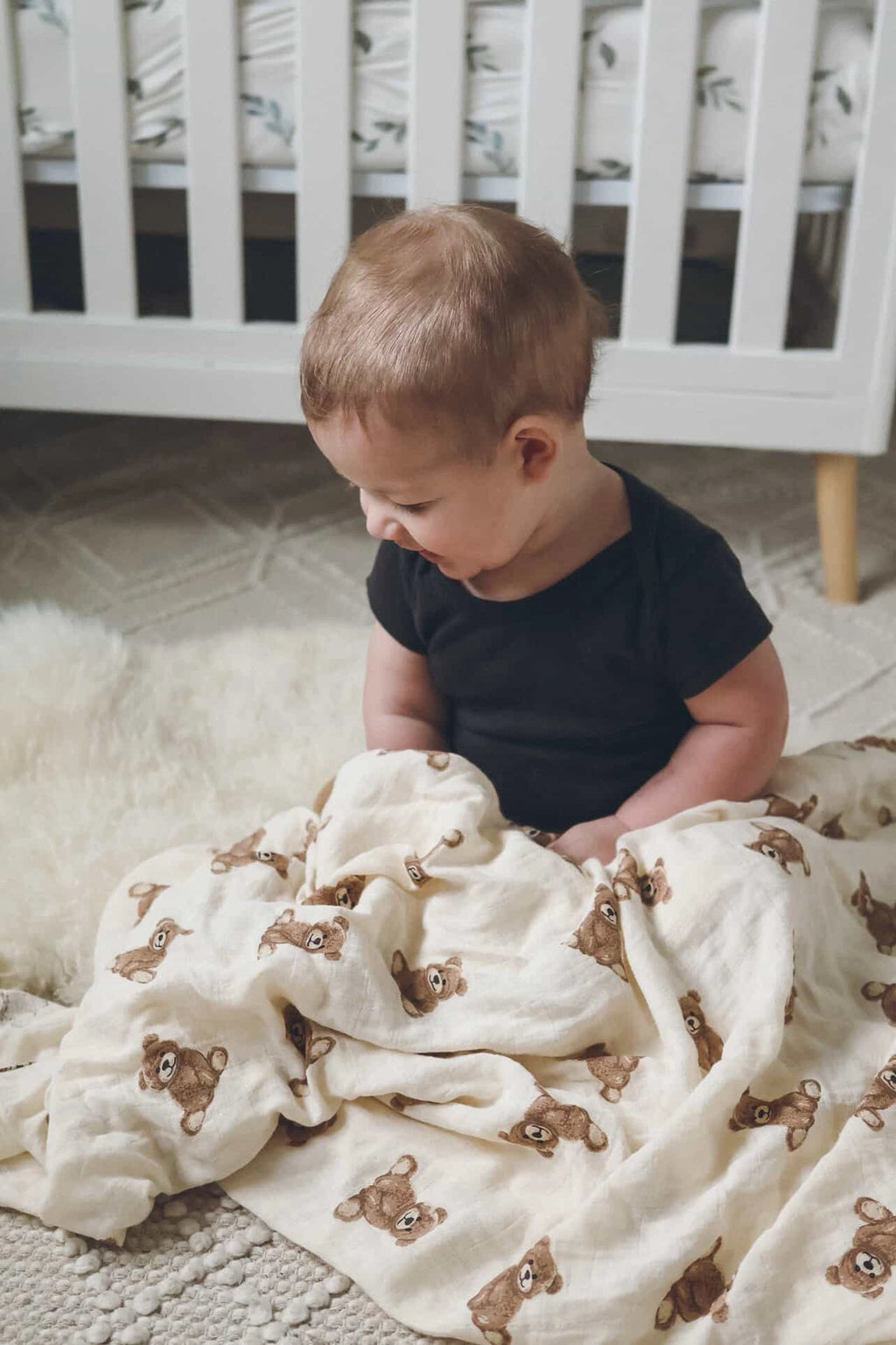 Soft Snuggles Muslin Swaddle - Teddy Bear