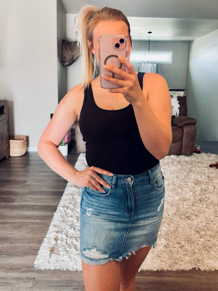 Jude Distressed Denim Skirt