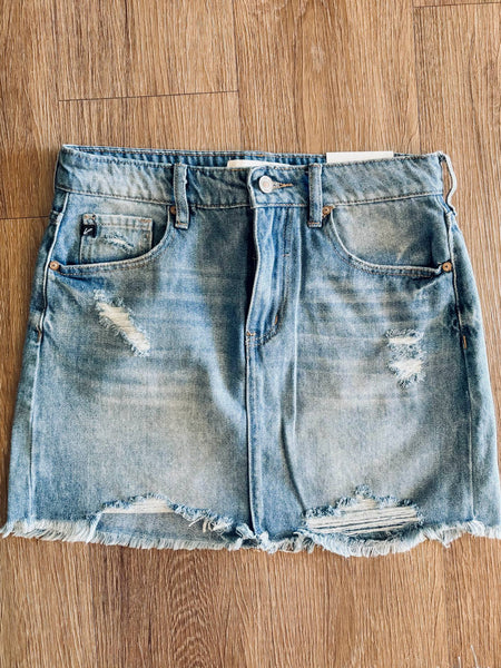 Jude Distressed Denim Skirt
