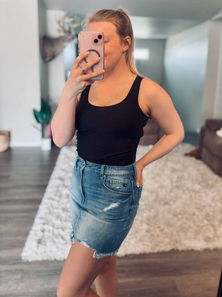 Jude Distressed Denim Skirt