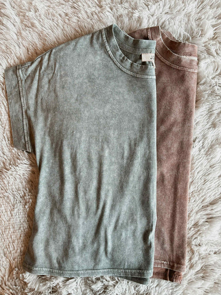 Emmeline Acid Wash Tee - Green - MEDIUM