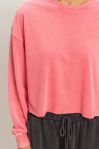 Brightside Cropped Crewneck - Pink - SIZE SMALL