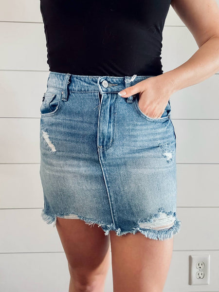 Jude Distressed Denim Skirt