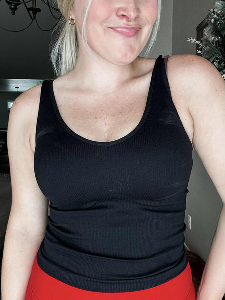 Elyse One Size Crop Tank - Black