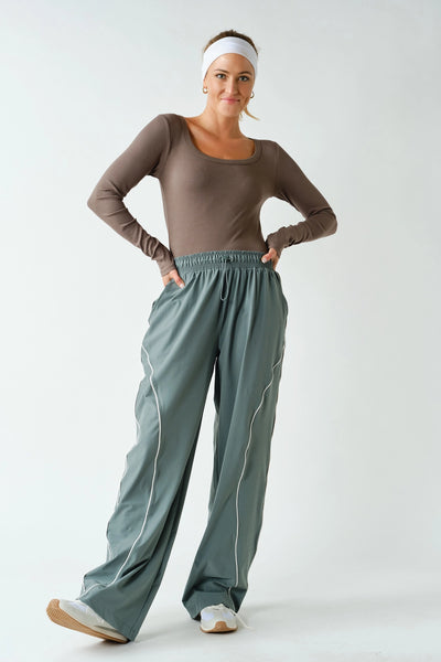 Farren Curved Classic Track Pants - Eucalyptus