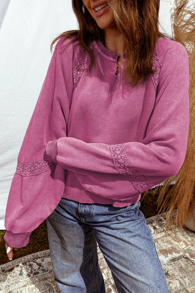 Annalisa Lace Patchwork Sweatshirt - SIZE MEDIUM