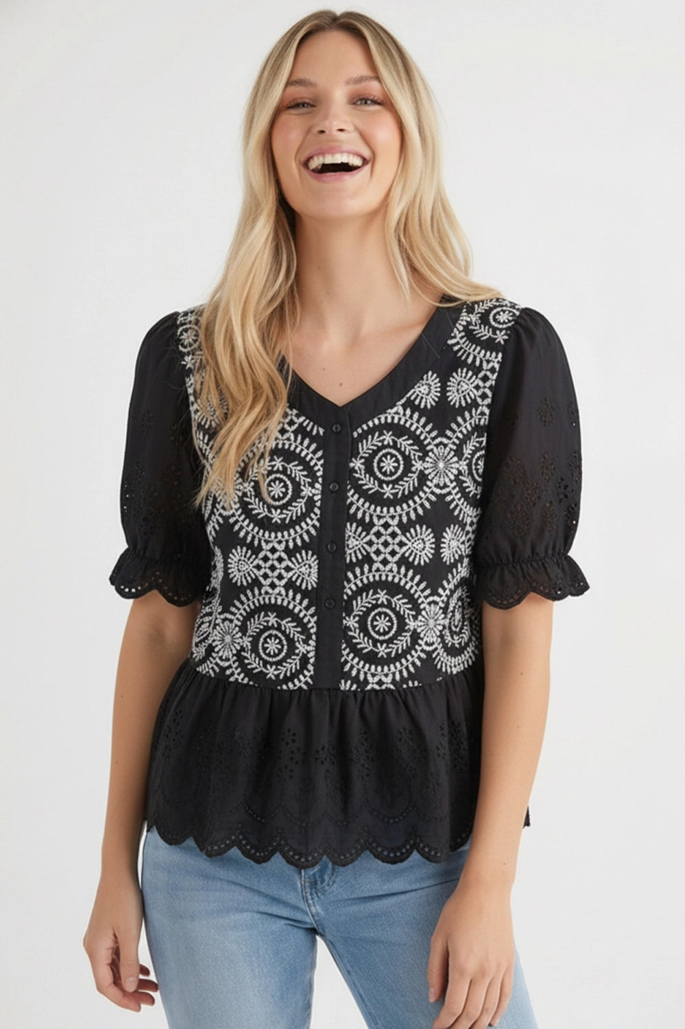 Marciella Eyelet Lace Top