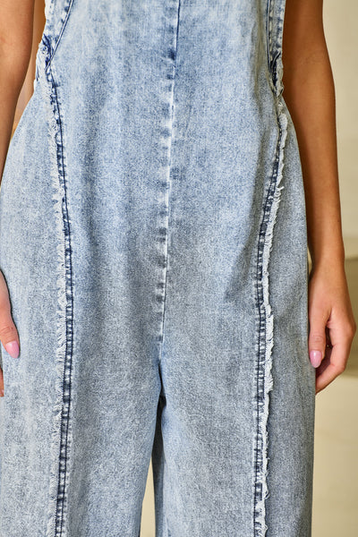 Reggie Washed Denim Overall Jumpsuit