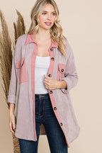 Ivy Ribbed Shacket - Mauve - SIZE SMALL