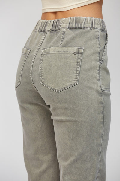 Marrah Cropped Denim Jogger - Ash Grey