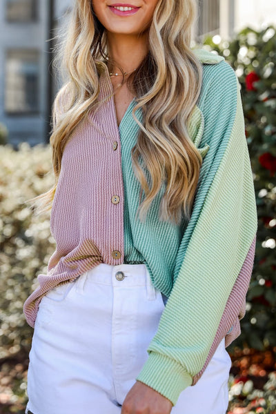 Taffy Colorblock Ribbed Top - SIZE SMALL