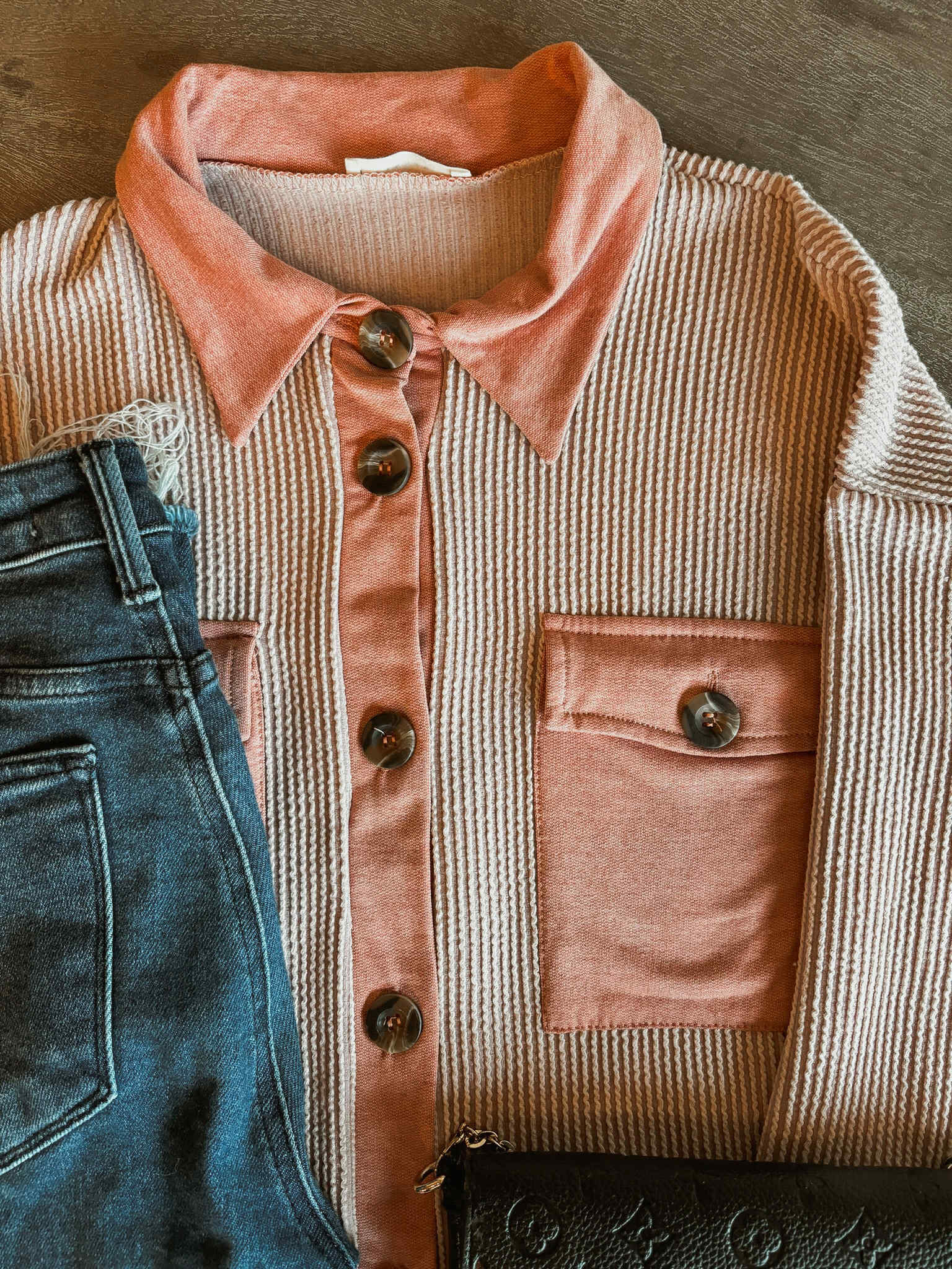 Ivy Ribbed Shacket - Mauve - SIZE SMALL