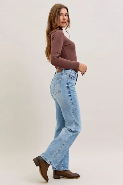 Heather Mid Rise Rigid Magic Straight