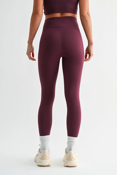 Venice Crossover Waist Leggings - Dark Plum