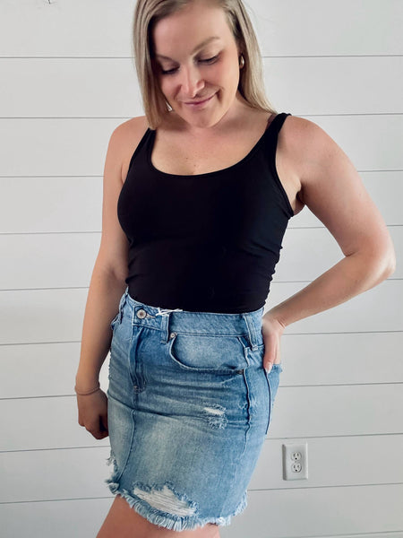 Jude Distressed Denim Skirt