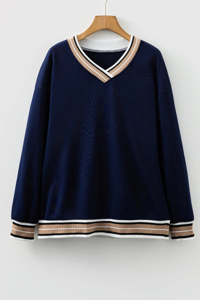 PREORDER Ashley Varsity V Neck Pullover